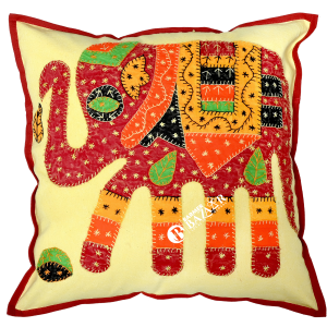 Elephant Patch Work Hand Stitched Cushion Cover Without Cushion Filler 16 x 16