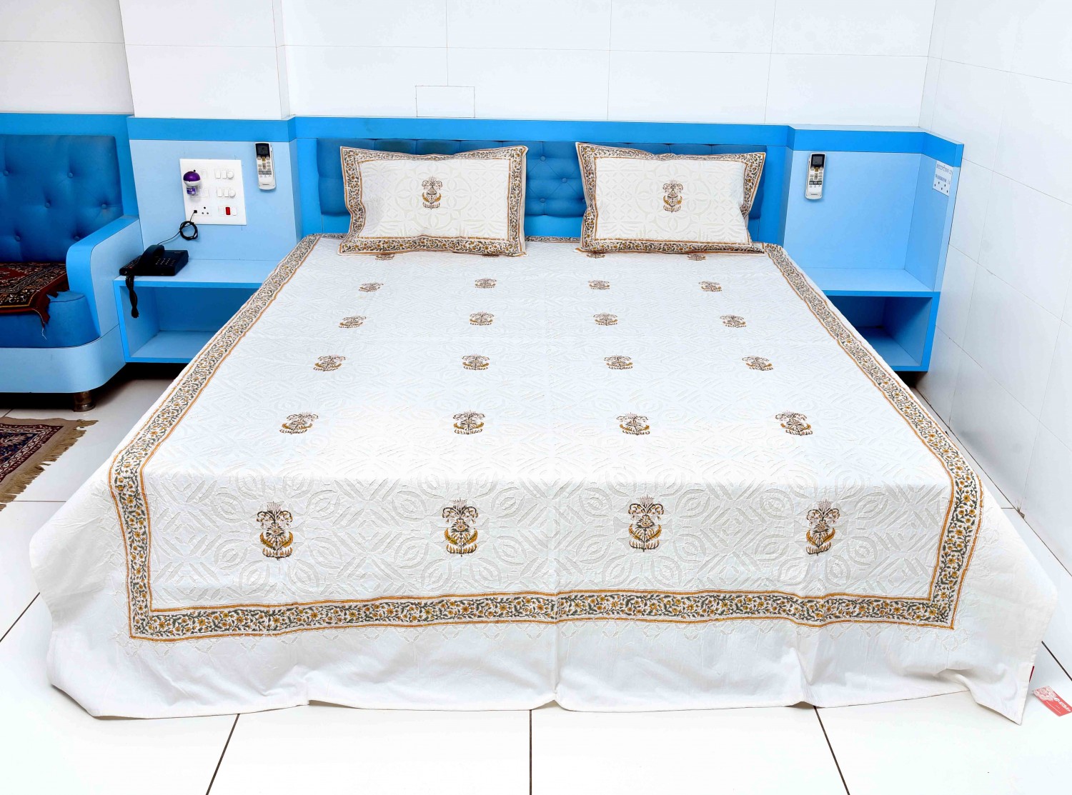 Applique Bagru Print Cotton Bedsheet