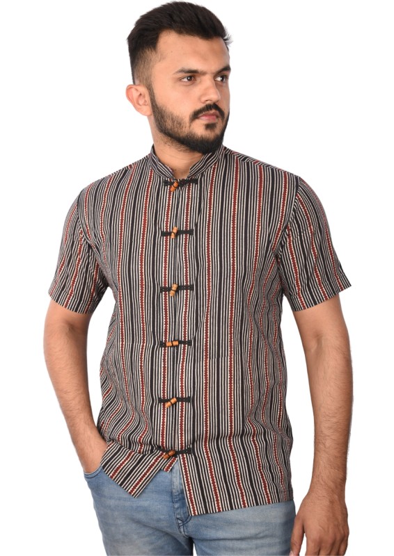 Ajrakh Printed Half Shirt for Men, Stylish Men Shirt, Cotton Shirt Men