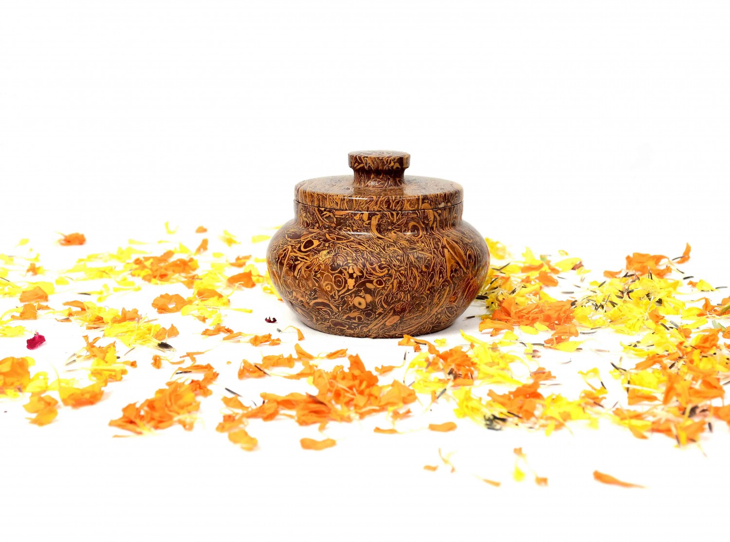 Habur Stone Handi with Lid,Stone Kitchen Utensils (9.5 cm)